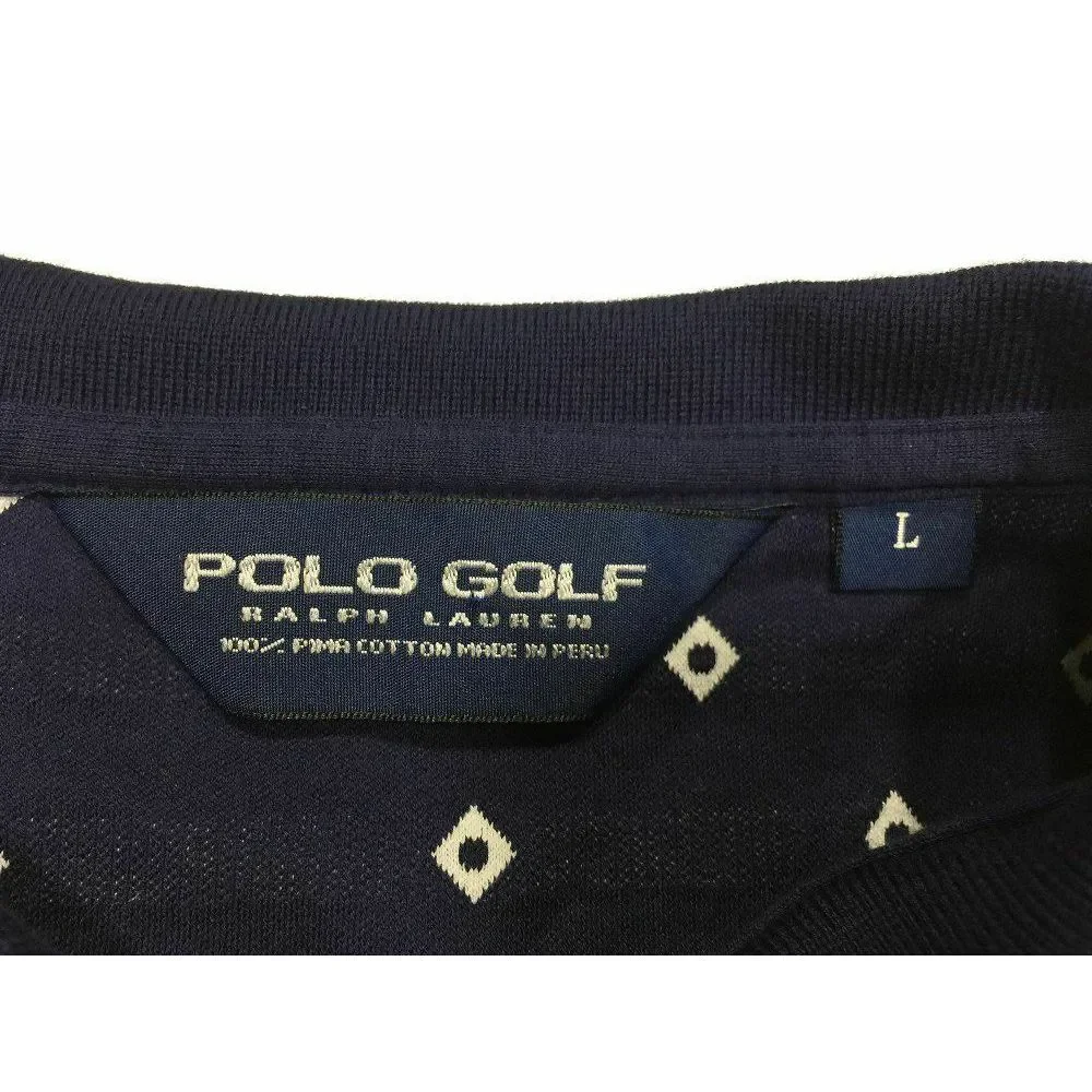 Ralph Lauren Golf Polo Shirt L Blue‎ Diamonds Pony Tennis Casual Mens